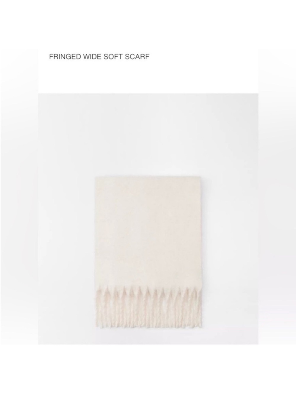 Zara Cream Fringed Wide Scarf